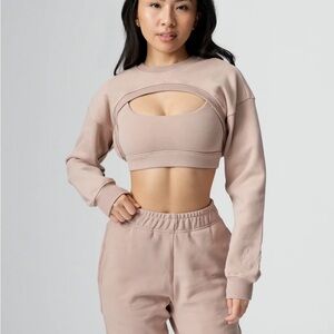 Buffbunny Cloud Bolero Shrug Fleece Cropped Hoodie Mauve L